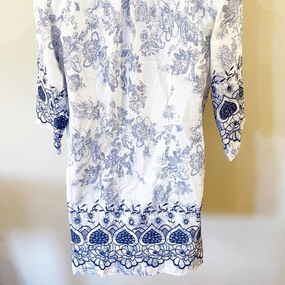 Soft Surroundings White & Blue Print Tunic Top S - Picture 6 of 11